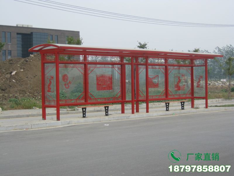 鄂州中式金属古典公交候车亭